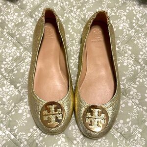 Gold Tory Burch Flats